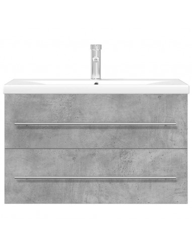 Set Mobili da Bagno 2 pz Grigio Cemento in Legno Multistrato