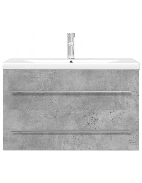 Set Mobili da Bagno 2 pz Grigio Cemento in Legno Multistrato