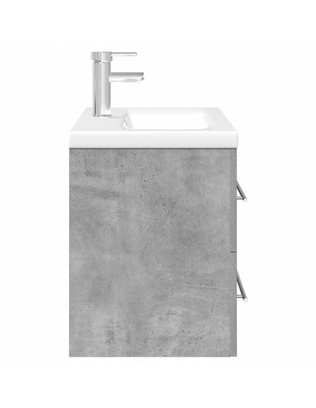 Set Mobili da Bagno 2 pz Grigio Cemento in Legno Multistrato