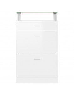 Scarpiera Bianco Lucido 63x24x104 cm in Legno Multistrato