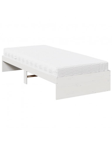 Dormeuse con Materasso Bianca 90x190 cm Legno Massello di Pino