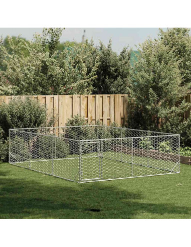 Cuccia per Cani da Esterno con Porta 3x4x1 m Acciaio Zincato