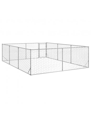 Cuccia per Cani da Esterno con Porta 3x4x1 m Acciaio Zincato