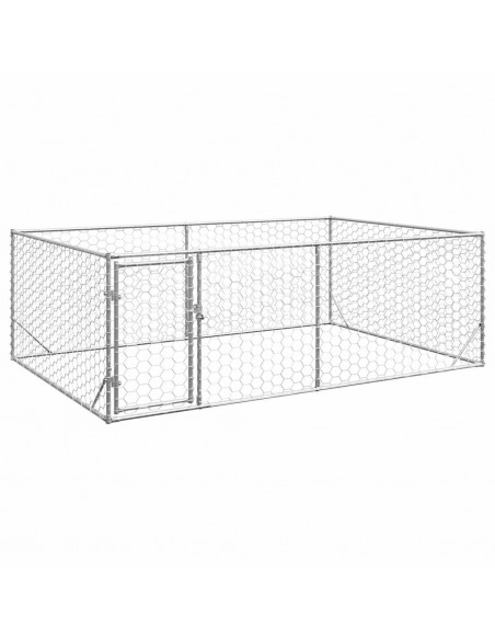 Cuccia per Cani da Esterno con Porta 3x2x1 m Acciaio Zincato