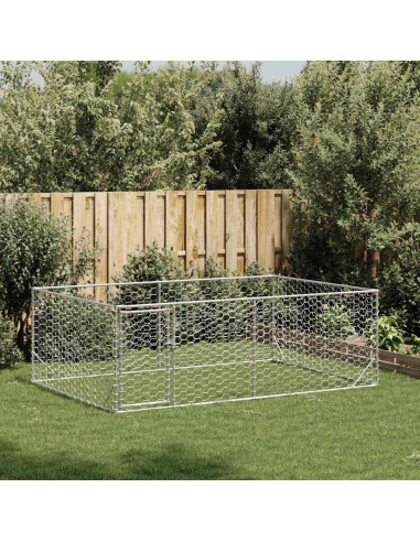 Cuccia per Cani da Esterno con Porta 3x2x1 m Acciaio Zincato