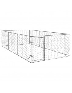 Cuccia per Cani da Esterno con Porta 2x4x1 m Acciaio Zincato