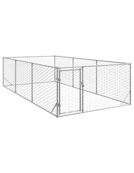 Cuccia per Cani da Esterno con Porta 2x4x1 m Acciaio Zincato