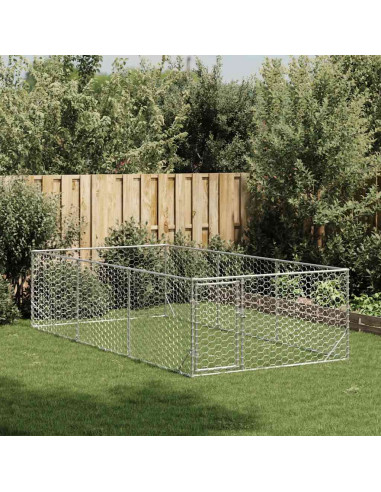 Cuccia per Cani da Esterno con Porta 2x4x1 m Acciaio Zincato