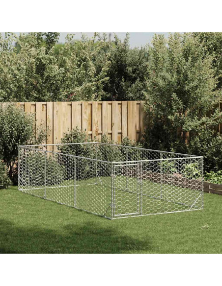 Cuccia per Cani da Esterno con Porta 2x4x1 m Acciaio Zincato
