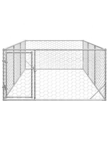 Cuccia per Cani da Esterno con Porta 2x4x1 m Acciaio Zincato