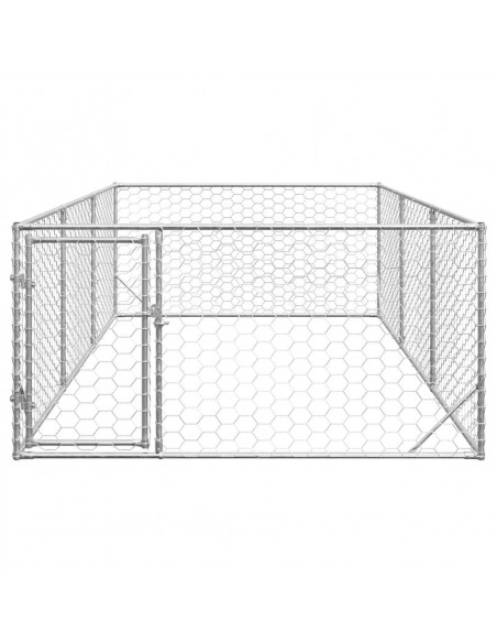 Cuccia per Cani da Esterno con Porta 2x4x1 m Acciaio Zincato
