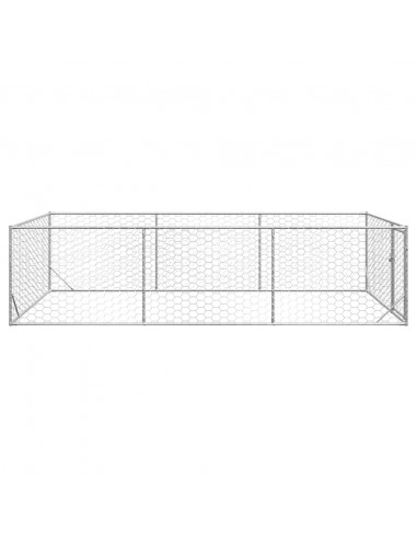 Cuccia per Cani da Esterno con Porta 2x4x1 m Acciaio Zincato