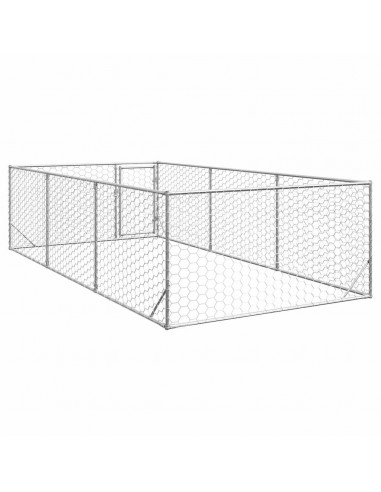 Cuccia per Cani da Esterno con Porta 2x4x1 m Acciaio Zincato