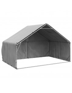 Cuccia per Cani da Esterno con Copertura Acciaio Zincato