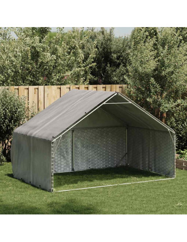 Cuccia per Cani da Esterno con Copertura Acciaio Zincato