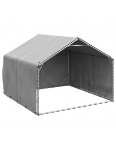 Cuccia per Cani da Esterno con Copertura Acciaio Zincato