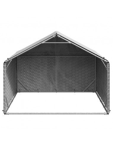 Cuccia per Cani da Esterno con Copertura Acciaio Zincato