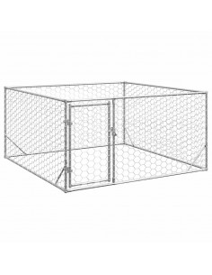 Cuccia per Cani da Esterno con Porta 2x2x1 m Acciaio Zincato