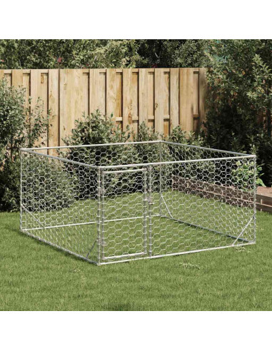 Cuccia per Cani da Esterno con Porta 2x2x1 m Acciaio Zincato