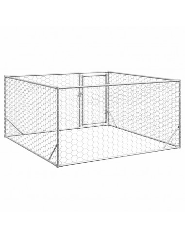 Cuccia per Cani da Esterno con Porta 2x2x1 m Acciaio Zincato