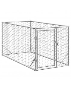 Cuccia per Cani da Esterno con Porta 2x1x1 m Acciaio Zincato