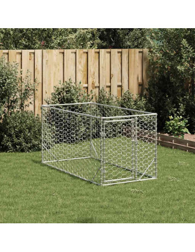 Cuccia per Cani da Esterno con Porta 2x1x1 m Acciaio Zincato