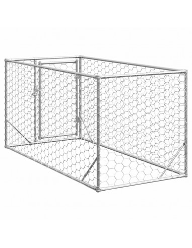 Cuccia per Cani da Esterno con Porta 2x1x1 m Acciaio Zincato
