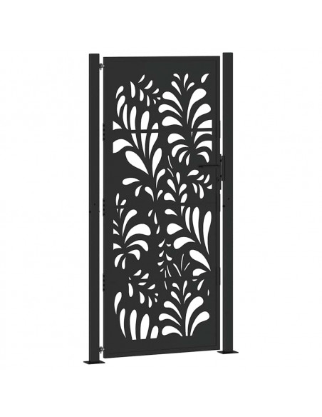 Cancello Giardino Nero 105x205 cm in Acciaio Design Ondulato