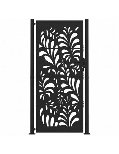 Cancello Giardino Nero 105x205 cm in Acciaio Design Ondulato
