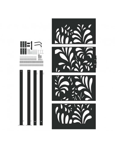 Cancello Giardino Nero 105x205 cm in Acciaio Design Ondulato