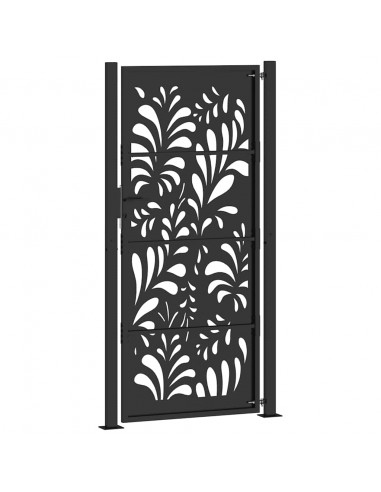 Cancello Giardino Nero 105x205 cm in Acciaio Design Ondulato