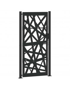 Cancello Giardino Nero 105x205 cm in Acciaio Design Leggero
