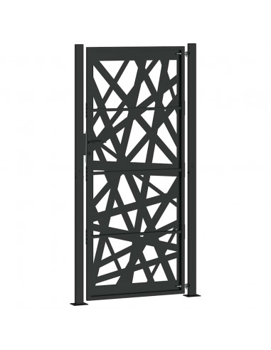 Cancello Giardino Nero 105x205 cm in Acciaio Design Leggero