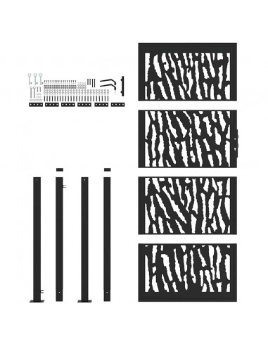 Cancello Giardino Nero 105x205 cm in Acciaio Design a Traccia