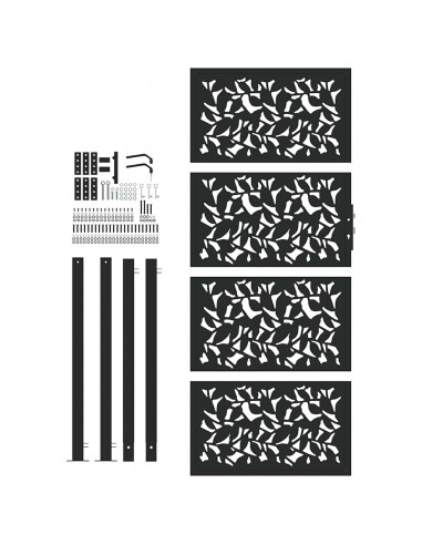 Cancello Giardino Nero 105x205 cm in Acciaio Design a Foglia