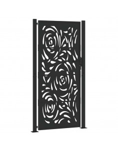 Cancello Giardino Nero 105x205 cm in Acciaio Design a Fiamma