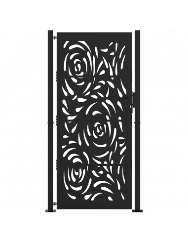 Cancello Giardino Nero 105x205 cm in Acciaio Design a Fiamma
