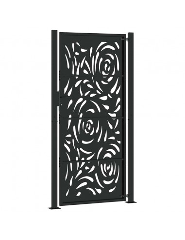 Cancello Giardino Nero 105x205 cm in Acciaio Design a Fiamma