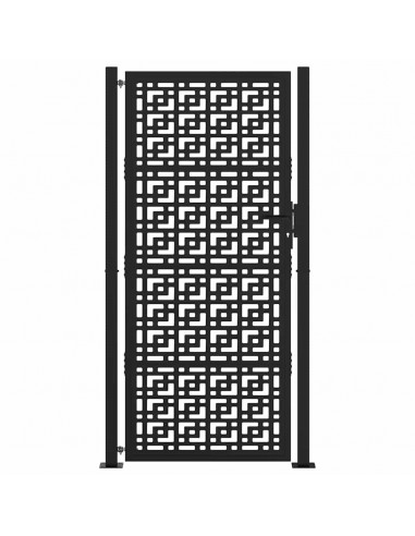Cancello Giardino Nero 105x205 cm in Acciaio Design a Croce