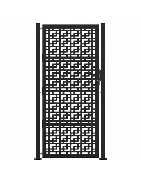 Cancello Giardino Nero 105x205 cm in Acciaio Design a Croce
