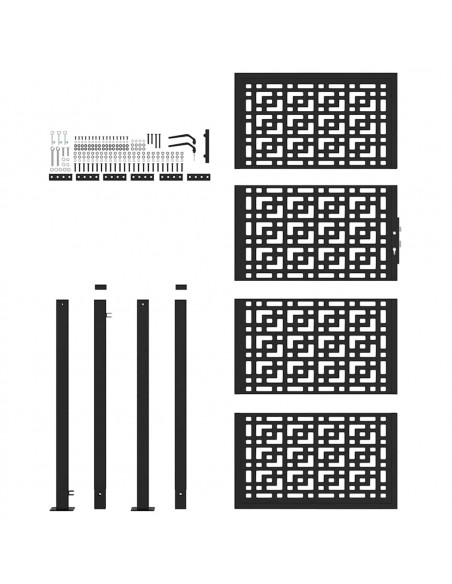 Cancello Giardino Nero 105x205 cm in Acciaio Design a Croce