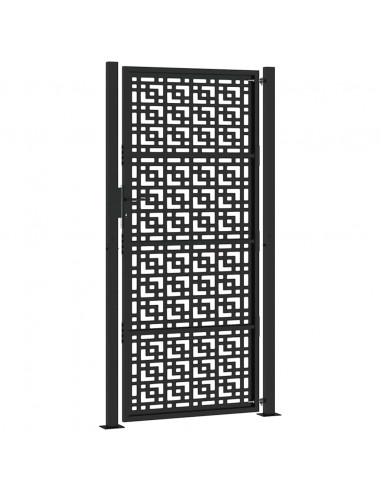 Cancello Giardino Nero 105x205 cm in Acciaio Design a Croce