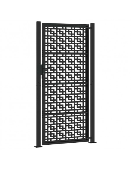 Cancello Giardino Nero 105x205 cm in Acciaio Design a Croce