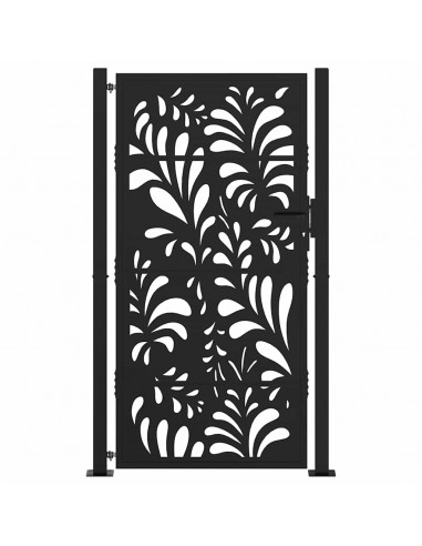 Cancello Giardino Nero 105x180 cm in Acciaio Design Ondulato