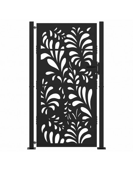 Cancello Giardino Nero 105x180 cm in Acciaio Design Ondulato