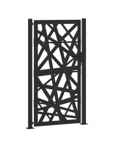 Cancello Giardino Nero 105x180 cm in Acciaio Design Leggero