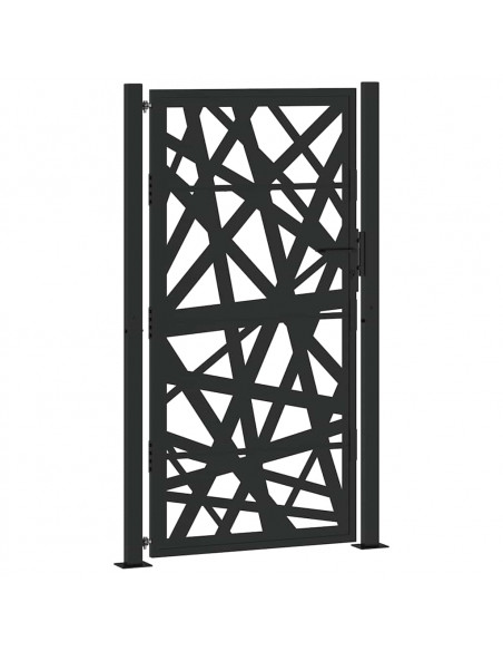 Cancello Giardino Nero 105x180 cm in Acciaio Design Leggero