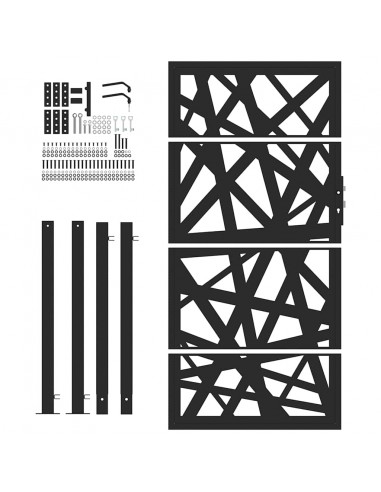 Cancello Giardino Nero 105x180 cm in Acciaio Design Leggero
