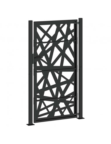 Cancello Giardino Nero 105x180 cm in Acciaio Design Leggero