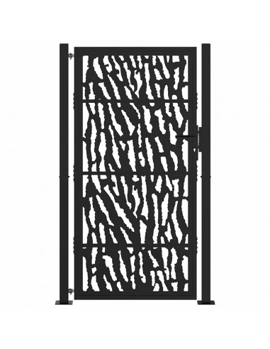 Cancello Giardino Nero 105x180 cm in Acciaio Design a Traccia
